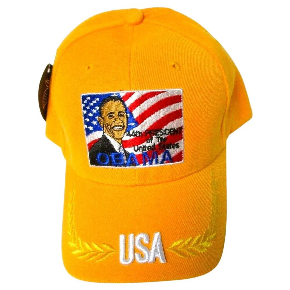City Big Barack Obama Orange Structured Baseball Cap Adjustable Wool Sizes 7-9